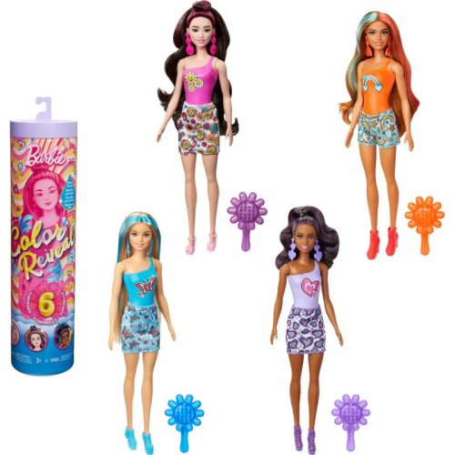 Кукла-сюрприз Mattel Барби Цветное перевоплощение Barbie Радужные и стильные HRK06