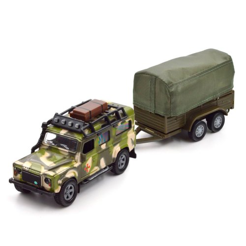Игровой набор TechnoDrive Машина Land Rover Defender Милитари, с прицепом 520027.270