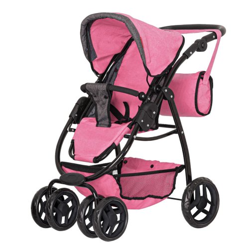 Коляска для куклы 2в1 Carrello Avanti с сумкой 9662 Pink