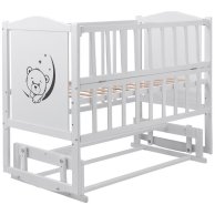 Кровать Babyroom Тедди Т-02 фигурное быльце, маятник продольный, откидной бок, белый