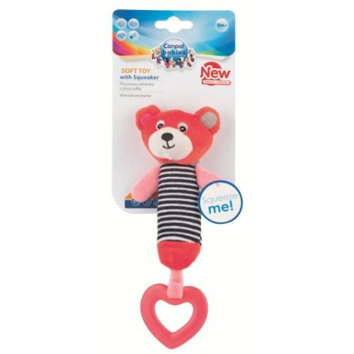 Игрушка плюшевая с пищалкой и прорезывателем Canpol Babies BEARS 0+ коралл (68 / 055_cor)