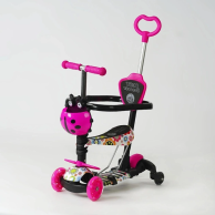 Детский трехколесный самокат Best Scooter Божья коровка 5в1, с бортиком, розовый LS-96302