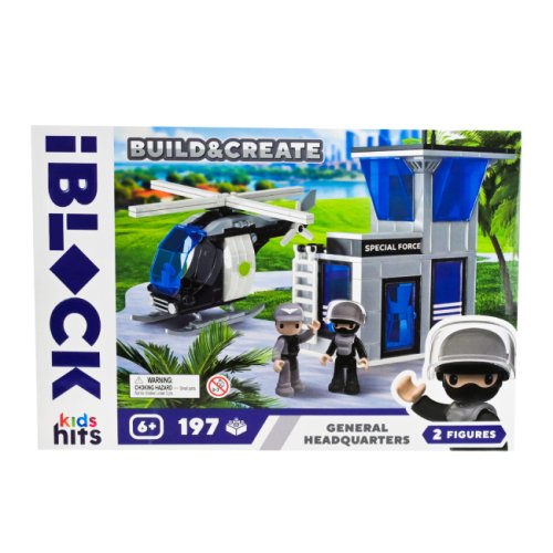 Конструктор IBlock Junior Kids Hits Полицейский вертолет и база, 197 деталей KH42/004/2
