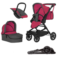 Коляска для куклы 3в1 Carrello Magia с сумкой 9636 Deep Red