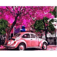 Набор для росписи по номерам VA-1975 "Розовый Volkswagen Beetle"