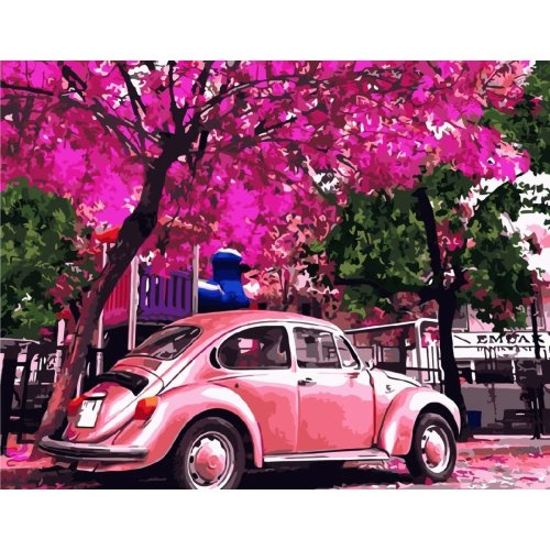 Набор для росписи по номерам VA-1975 "Розовый Volkswagen Beetle"