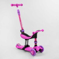 Самокат-велобег 3в1 Best Scooter трехколесный с подсветкой, розовый BS-26566