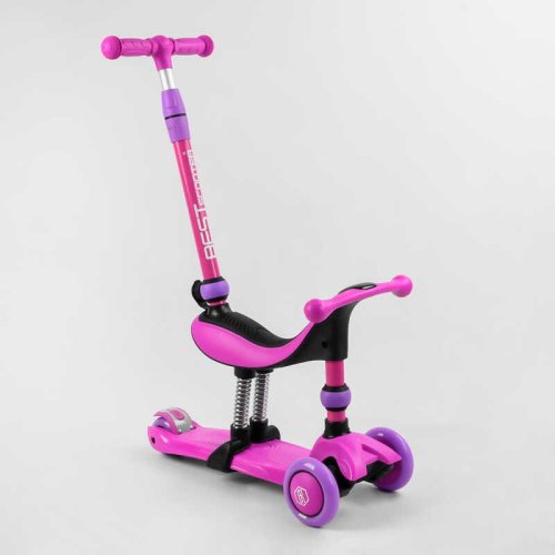 Самокат-велобег 3в1 Best Scooter трехколесный с подсветкой, розовый BS-26566