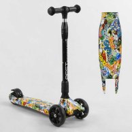 Самокат трехколесный Best Scooter MAXI складной алюминиевый руль, светящиеся колеса PU, 32-655