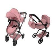Коляска для куклы 2в1 Carrello Alfa металлическая, с сумкой 9707 Powder Pink