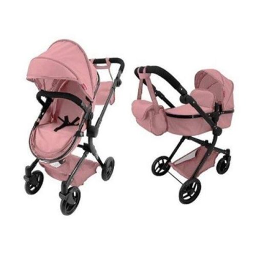 Коляска для куклы 2в1 Carrello Alfa металлическая, с сумкой 9707 Powder Pink