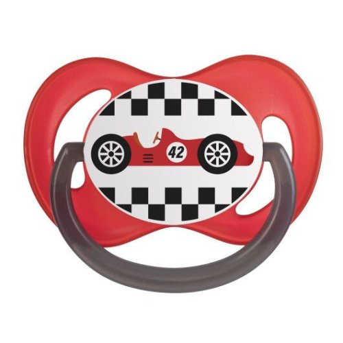 Canpol babies Пустышка силиконовая симметричная 0-6 м-цев Racing - красная