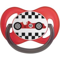 Canpol babies Пустышка силиконовая симметричная 6-18 м-цев Racing - красная