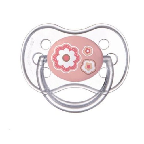Пустышка Canpol babies силиконовая симметричная 6-18 м Newborn baby розовые цветы 22/581_pin