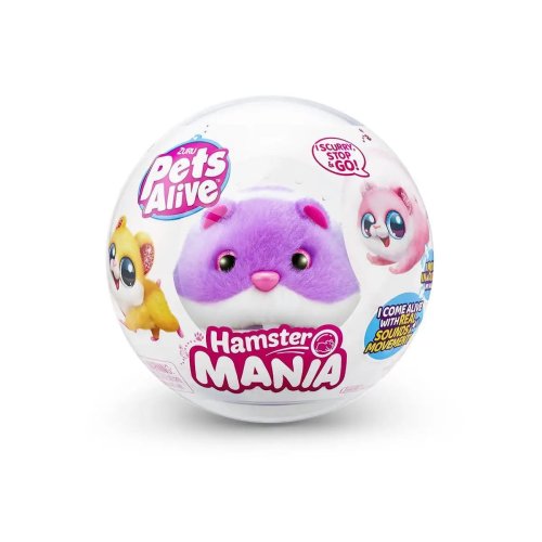 Мягкая интерактивная игрушка Zuru Pets Alive S1 Забавный хомячок, фиолетовый 9543-3