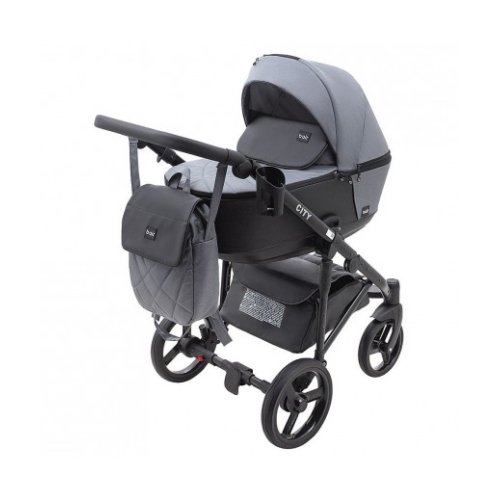 Коляска 2 в 1 Bair City Soft Серая - черная кожа 218 (626210)
