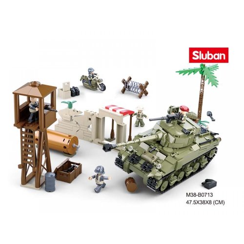 Конструктор Sluban военный, база, танк, мотоцикл, фигурки (M38-B0713)
