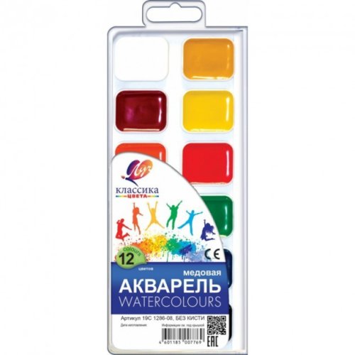 Акварель медовая 12 цв. "Классика" пласт.уп. 19С1286-08