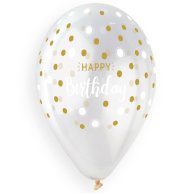 Гелиевый Шарик латексный Happy Birthday горошек 13 "(3103-1176)