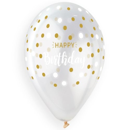 Гелиевый Шарик латексный Happy Birthday горошек 13 "(3103-1176)