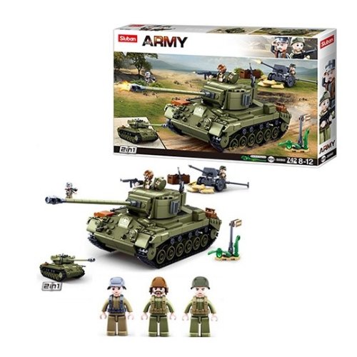 Конструктор SLUBAN M38-B0860 военный, танк, пушка, фигурки, 742дет.