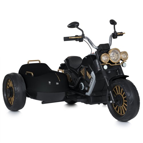 Детский электромобиль Bambi Мотоцикл с коляской, черный M 5049EL-2