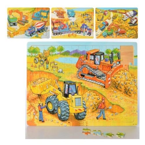 Деревянная игрушка Пазлы MD 2726 стройплощадка, техника