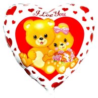 Гелиевый шар фольга с рисункомь 18" ily медвежата с цветами (1202-0876)
