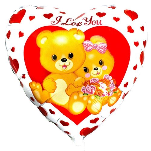 Гелиевый шар фольга с рисункомь 18" ily медвежата с цветами (1202-0876)
