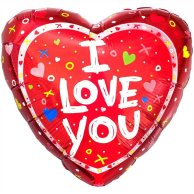 Гелиевый шар фольга с рисунком 18" ily сердечки разноцветные (1202-0910)