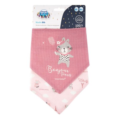 Слюнявчик Canpol babies муслиновый 2 шт. BONJOUR PARIS розовый 26/900_pin
