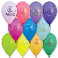 Гелиевый Шарик латексный с рисунком ассорти 12" (1103-0012)
