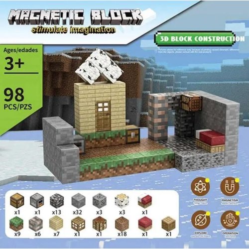 Магнитный конструктор Minecraft Майнкрафт 98 деталей Z09A