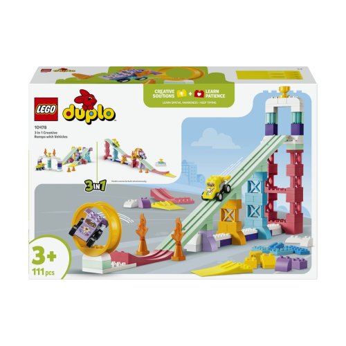 Конструктор Lego Duplo Town 3 в 1 Интересные горки и трамплины с автомобилями, 111 деталей 10478