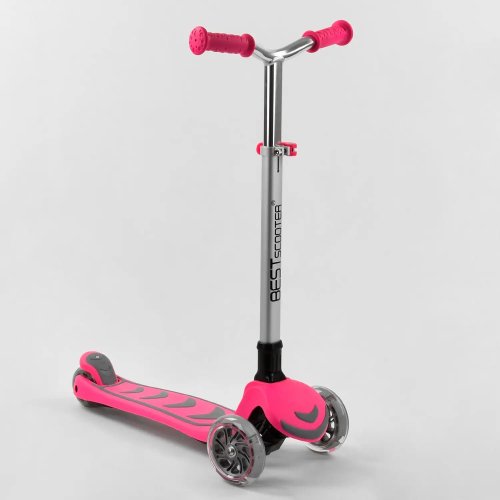Детский трехколесный самокат Best Scooter с подсветкой колес, розовый Y-00211
