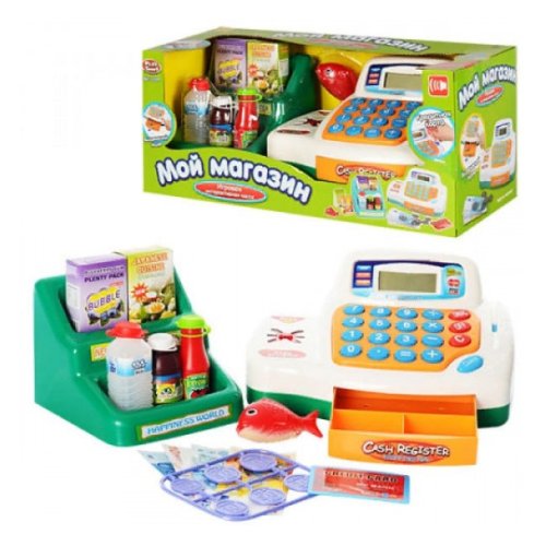 Игровой набор "Кассовый аппарат с пласт.продуктами, корзиной" (7254)