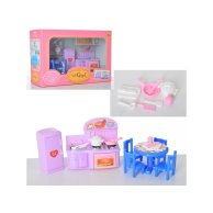 Мебель A-toys VC007C кухня-столовая, холодильник, стол, посуда