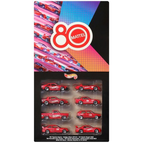 Тематический набор из 8 машинок Hot Wheels 80 лет драйва Mattel JGK09