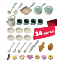Игровой набор Doloni toys Кухня со столом и 2 стульями, 34 предмета, розовая 04670/3