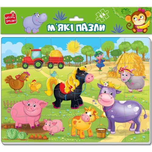 Игра развивающая Vladi Toys мягкие пазлы А4 Малыш сможет "Ферма" VT1102-18 (укр)