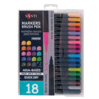 Набор двухсторонних акварельных маркеров Santi Brush Pen, 18 цветов 390999