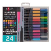 Набор двухсторонних акварельных маркеров Santi Brush Pen, 24 цветов 391000