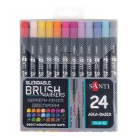 Набор двухсторонних акварельных маркеров Santi Brush Marker, 24 цветов 391056