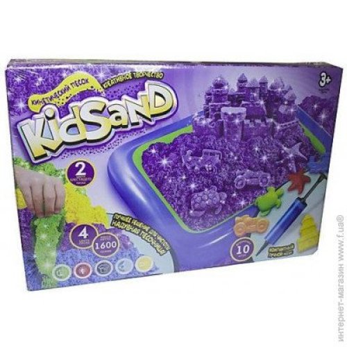Кинетический песок "KidSand" 1600г + песочница рус (KS-02-01)