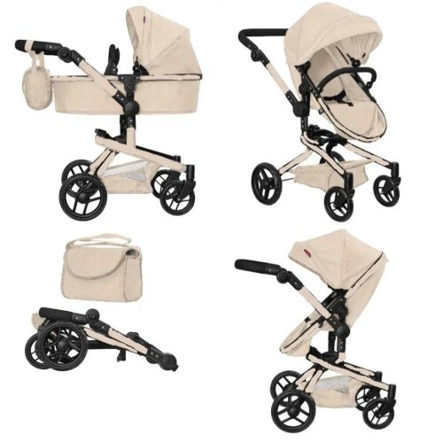 Коляска для куклы Carrello Fortuna 2в1 с сумкой 9695 Cream