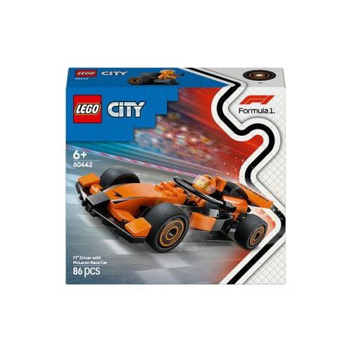 Конструктор Lego City Пилот F1 с автомобилем для гонки команды McLaren, 86 деталей 60442