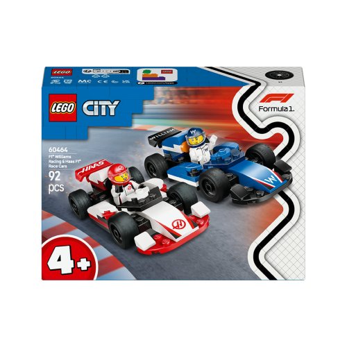 Конструктор Lego City Автомобили для гонки F1 команд Williams Racing и Haas, 92 детали 60464