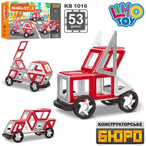 Магнитный конструктор Limo Toy Транспорт, 53 детали, карточки KB 1016