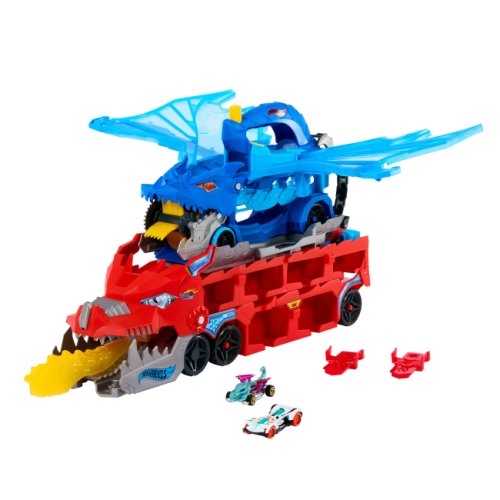 Игровой набор Mattel Hot Wheels City Транспортер-трансформер Два дракона JBM72