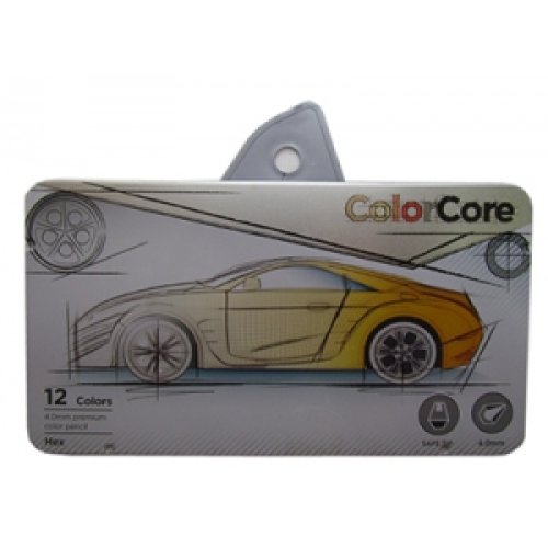 Карандаши цветные 12шт шестигранные в металлическом пенале Color Core MARCO 3100-12TN